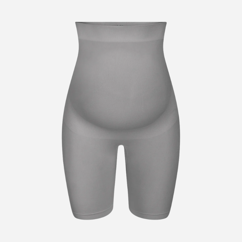 Schwangerschaftsshorts in Grau mit hohem Bauchbund