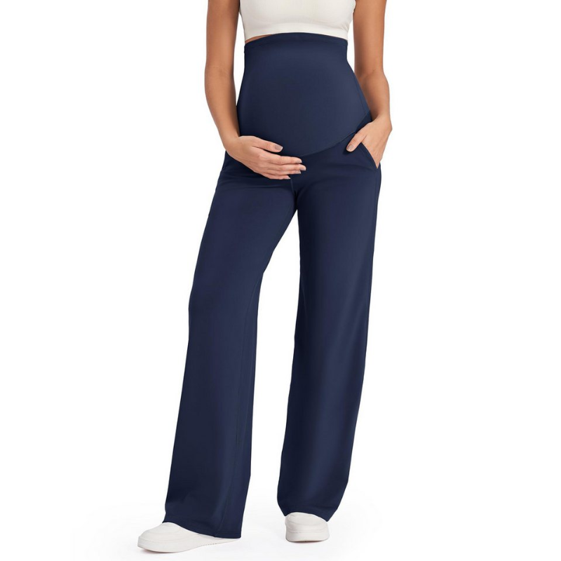 Dunkelblaue Umstandshose mit hohem Bauchbund