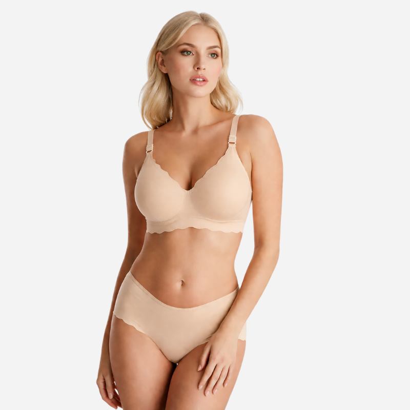 Nahtloser Komfort-Still-BH ohne Bügel in Beige