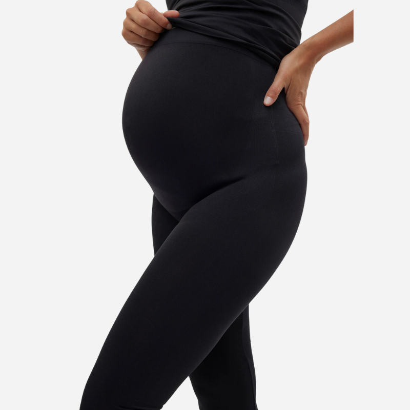 Schwangerschaftsleggings mit hohem Bauchbund in Schwarz