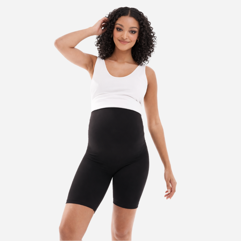 Schwangerschaftsshorts in Schwarz mit hohem Bauchbund