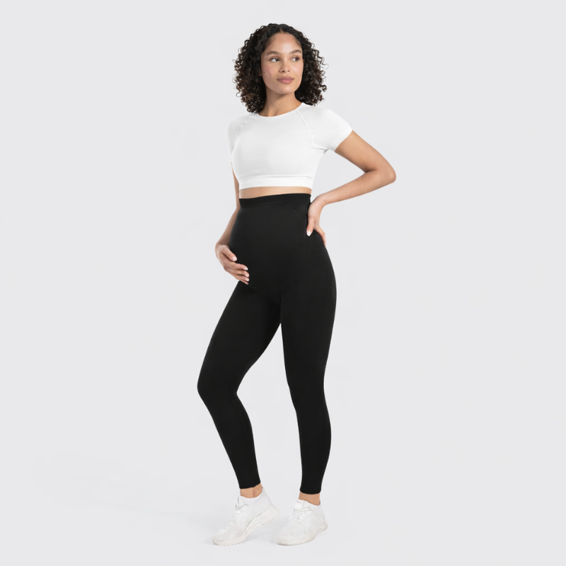 Schwangerschaftsleggings mit hohem Bauchbund in Schwarz