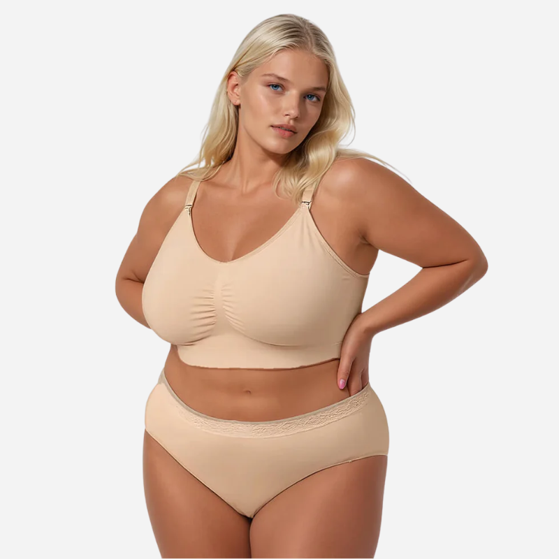 Nahtloser Still-BH ohne Bügel und mit Stillclip in Beige