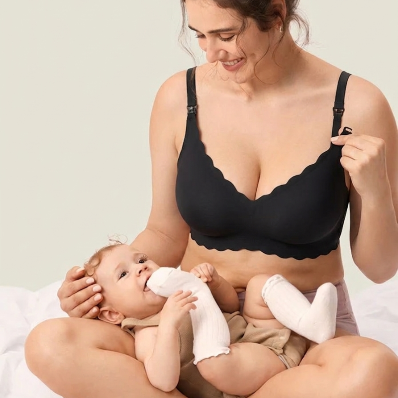 Nahtloser Komfort-Still-BH ohne Bügel in Schwarz